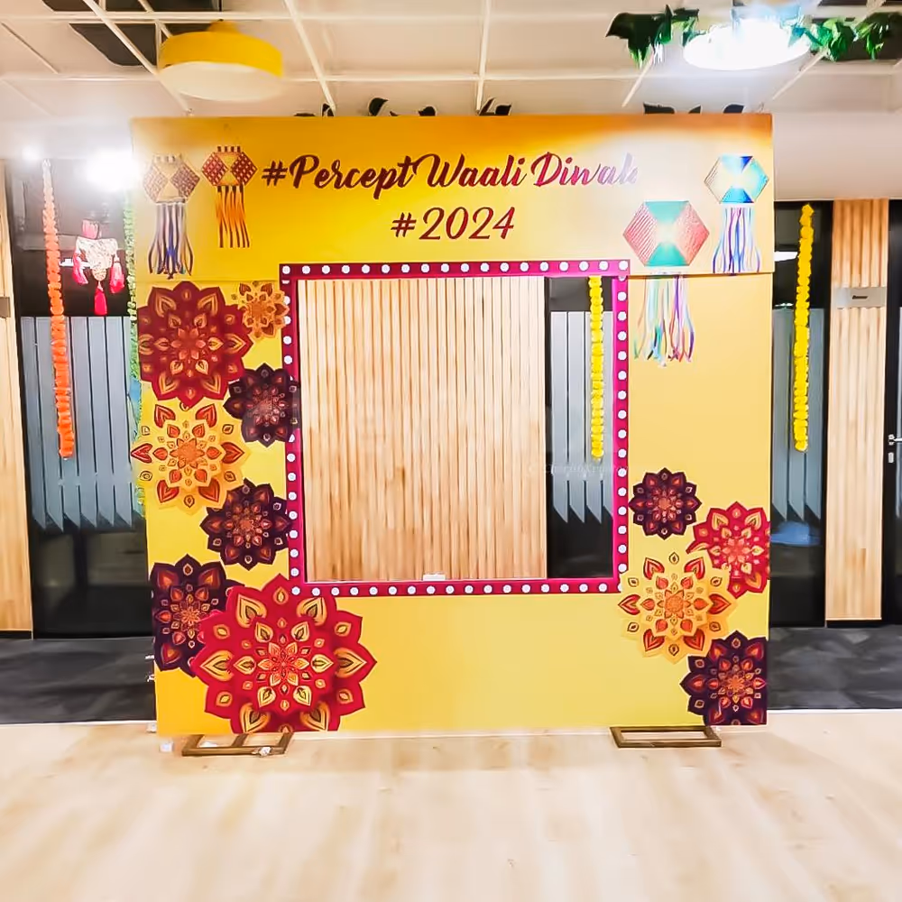 Make the most beautiful Diwali memories with officemates clicking pictures at the photo booth