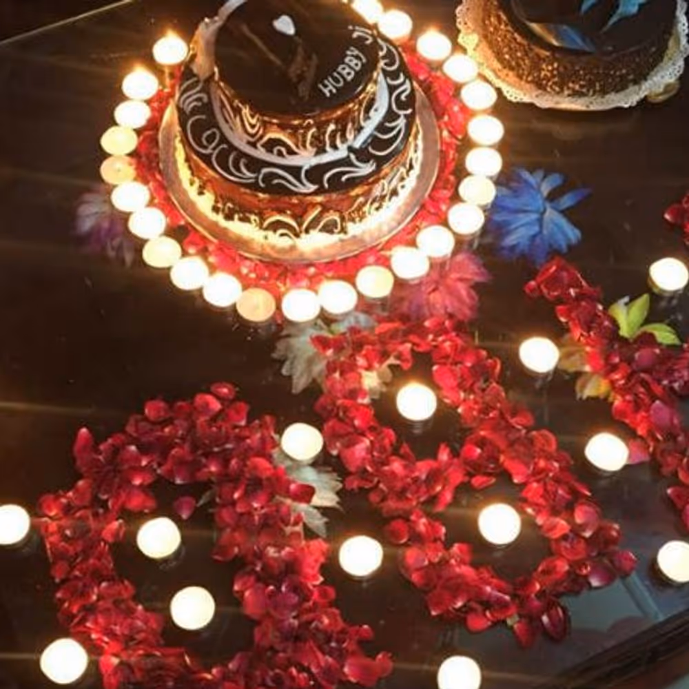 Message with Flower Petals & Candles