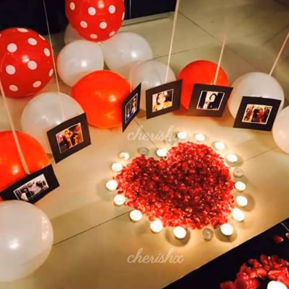 Printed Photos under the Helium Balloons to surprise your Wife or Husband.