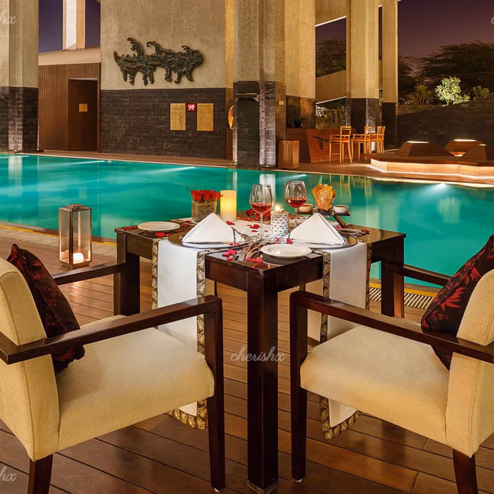 Romantic Decorated table with Candlelight Dinner