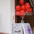 Bunch of Red balloons coming out of the surprise box.