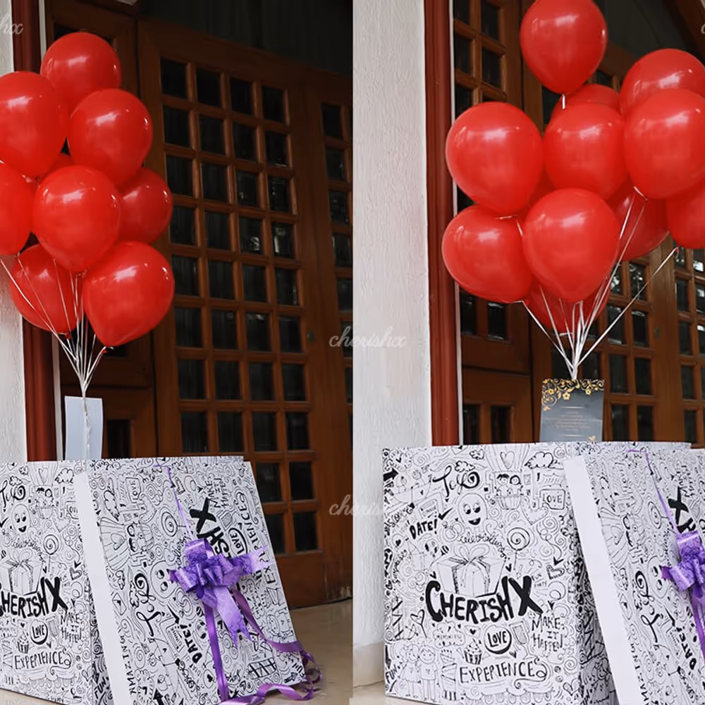 Balloon Box with Helium Balloons Flying out