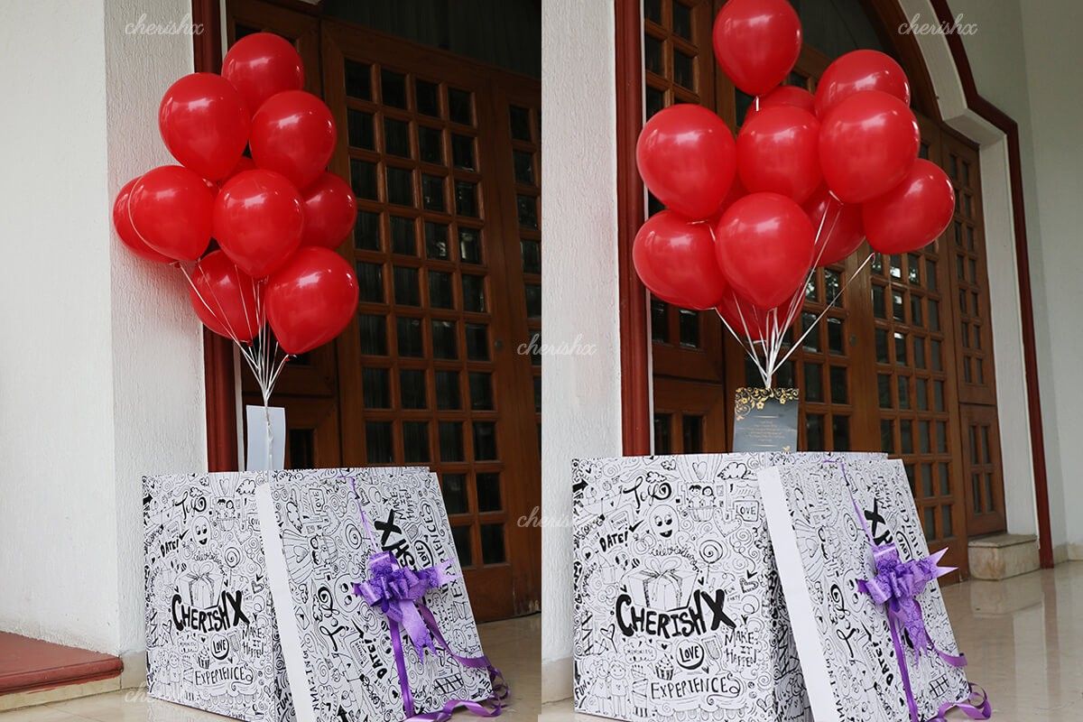 Balloon Box with Helium Balloons Flying out