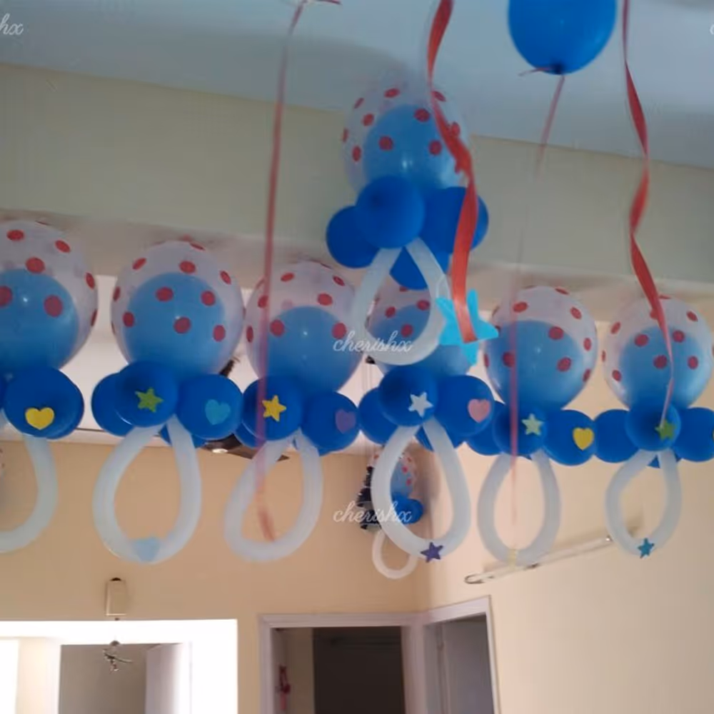 Blue & White Balloons Decoration for Baby Themed Event in Delhi