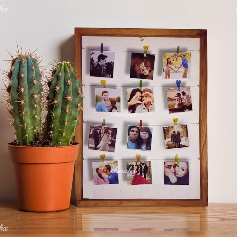 A personalised wooden strings frame gift to wish your close ones with.