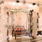 White Theme Balloon Decoration with Stars LED Backdrop