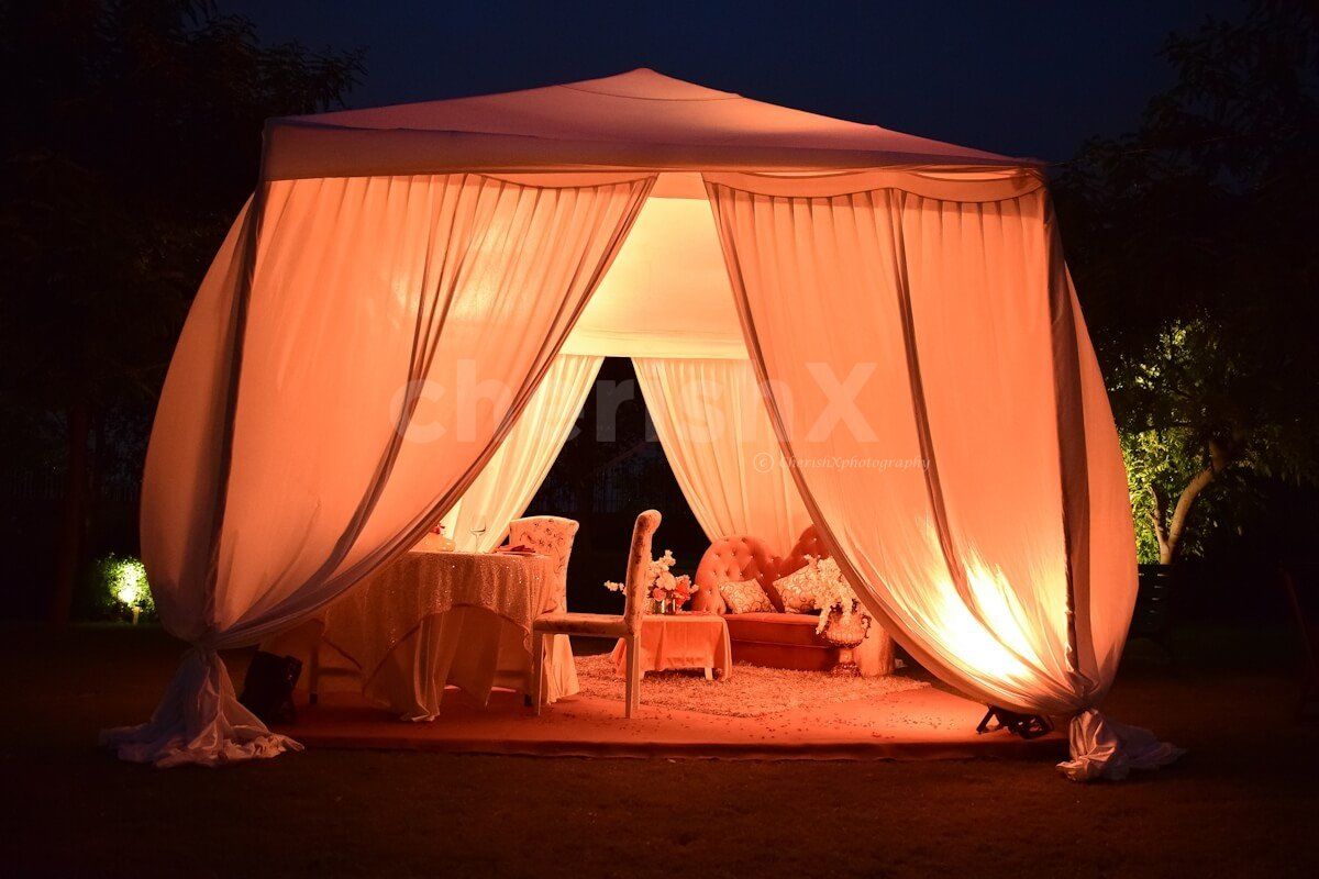 Cabana Setup with Tent and Garden Setup