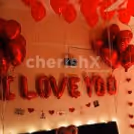The Red-themed Room decor will create a romantic environment for you and your partner.