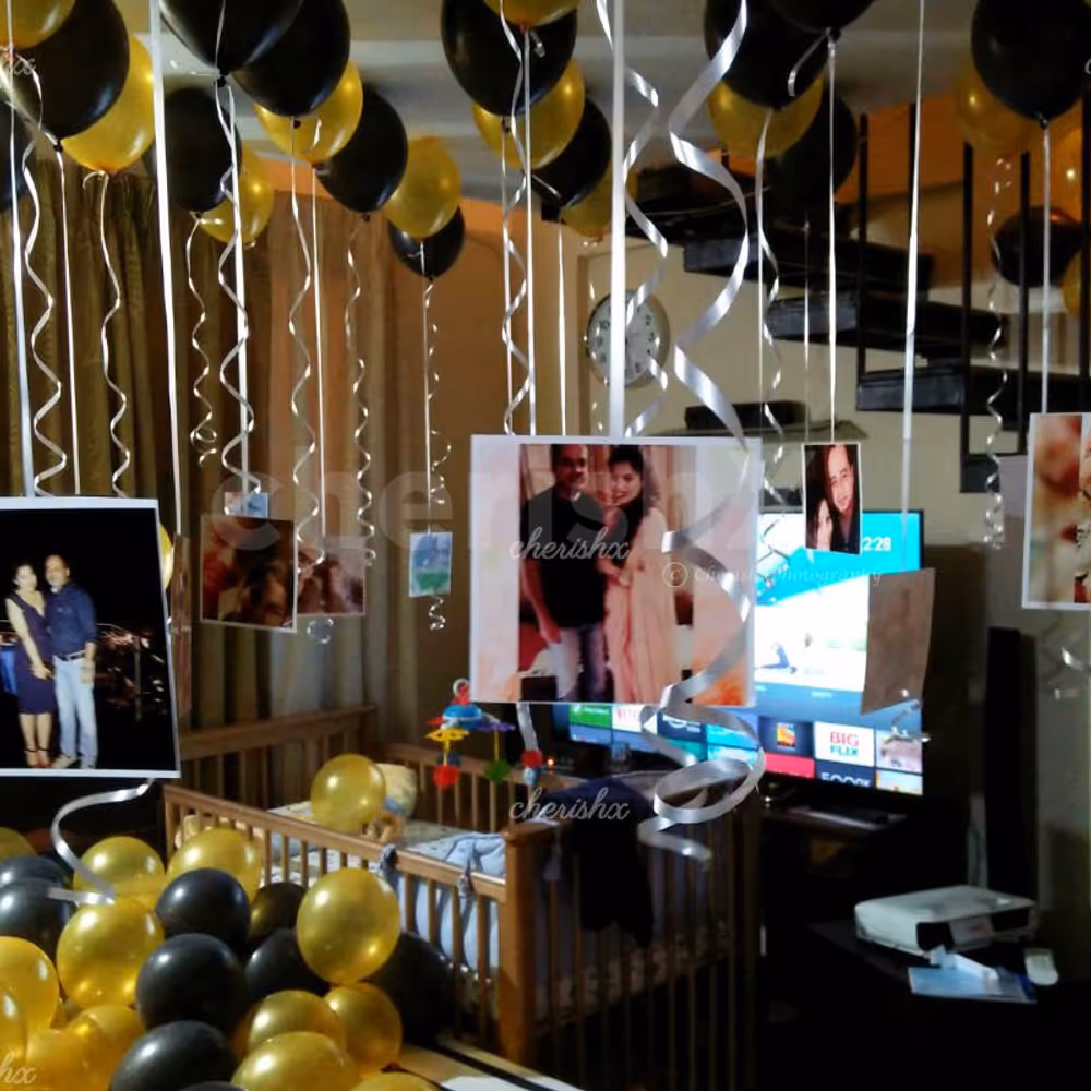 CherishX's Balloon Surprise Decor with hanging photos to surprise your close ones.