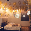 Balloon decoration in room with 200 balloons for celebrating any event at home