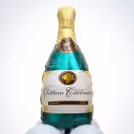 A Champagne bottle foil balloon for the Blue Themed Birthday Decor.