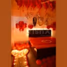 First night wedding decor. Romantic bed decoration.
