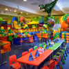 The decor is spread out in the whole place to give a Jungle-like look.