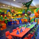 The decor is spread out in the whole place to give a Jungle-like look.