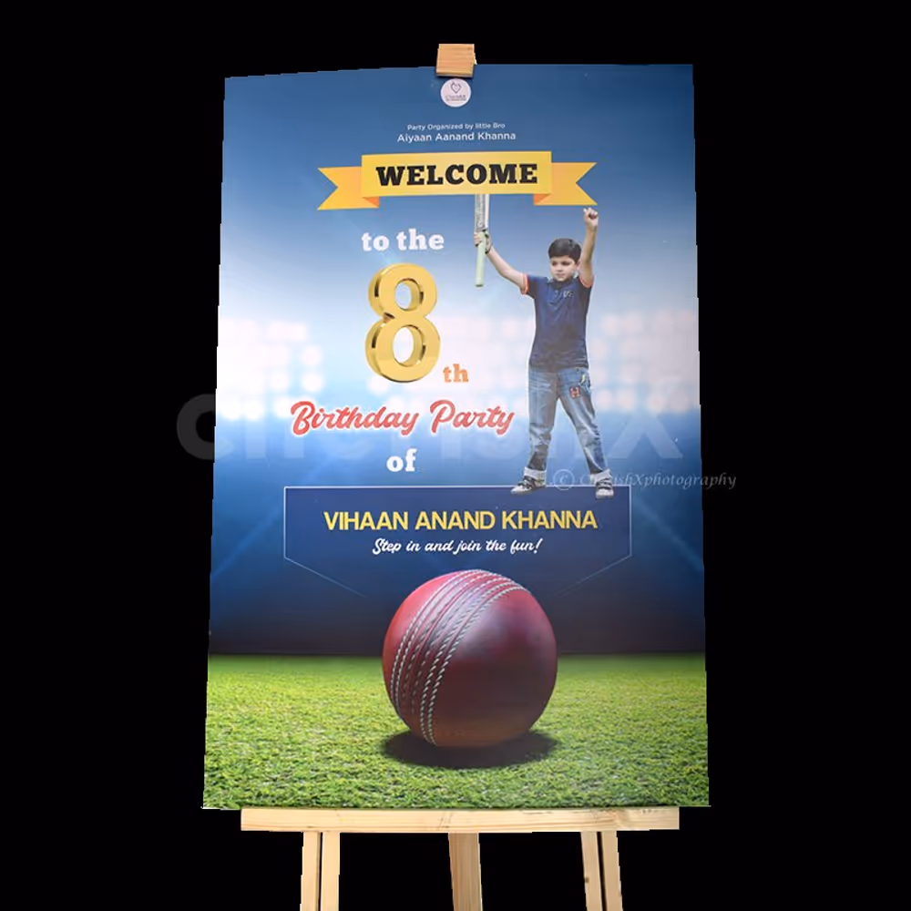 A Cricket themed Welcome Board to make the occasion more exciting.