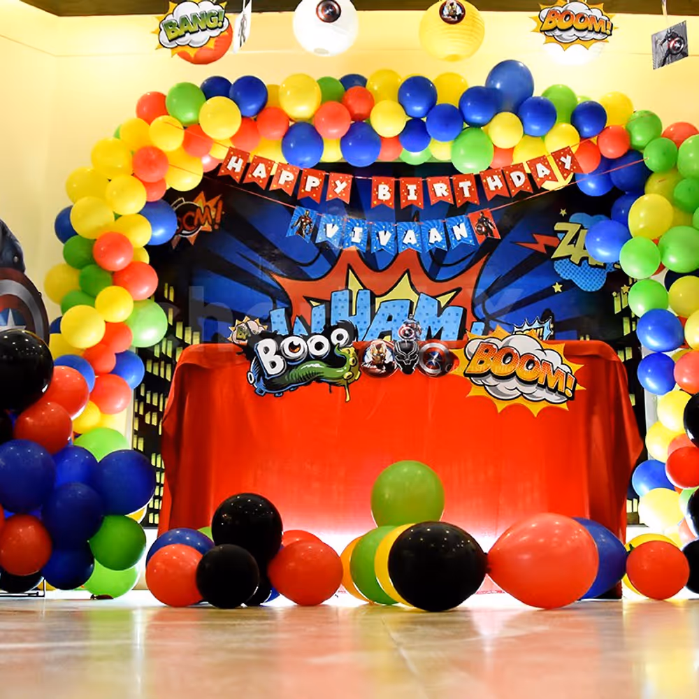 Book this fascinating Superhero Decor for your kid's birthday.