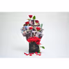 A CherishX's bucket with fresh roses and set up with pictures to gift to your friends or family.