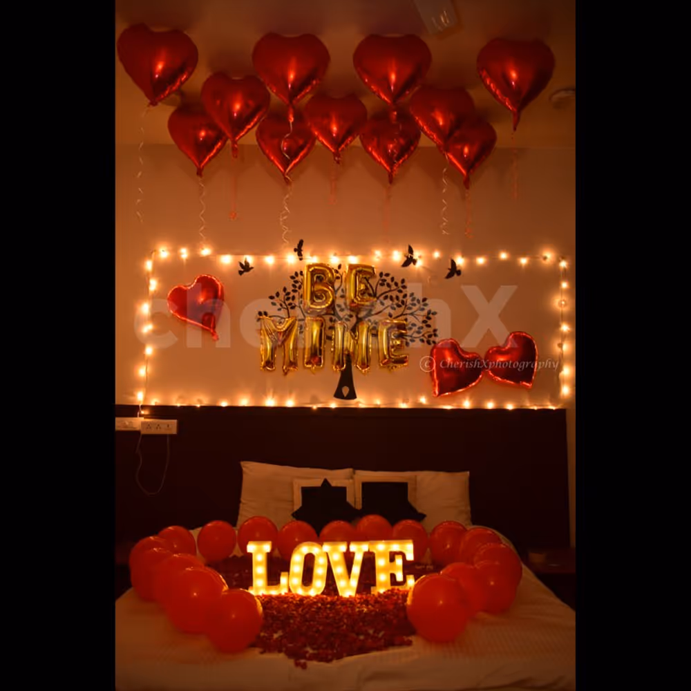 Romantic Balloon Room Decoration to surprise your special one.