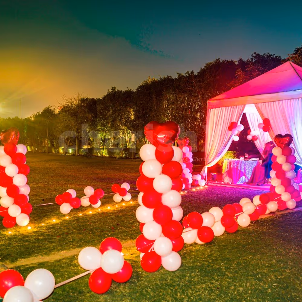 Cabana Setup with Balloons Pathway at Taj Vivanta, Dwarka