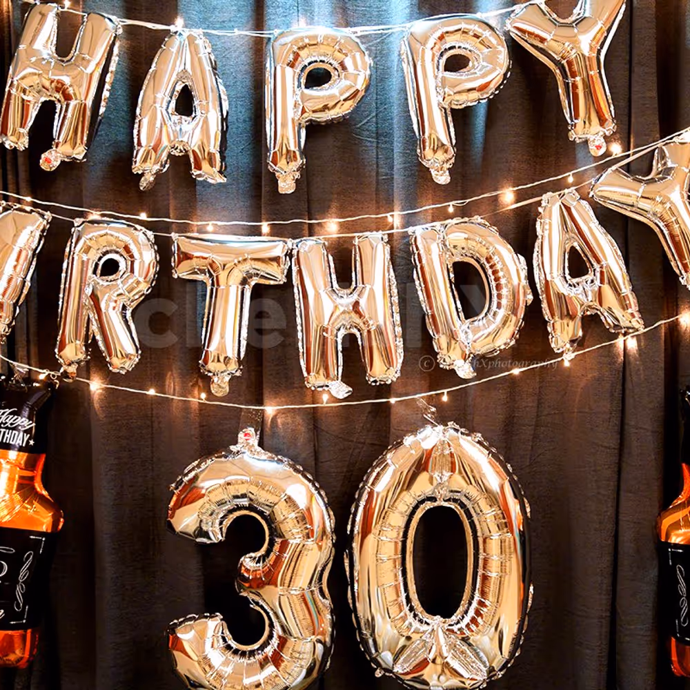 Happy Birthday Letter Foil Balloons in Silver