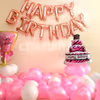Birthday Decorations with Balloons in Pink & Rosegold Colors