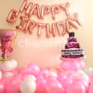 Birthday Decorations with Balloons in Pink & Rosegold Colors