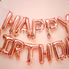 Wall decoration with Pink "Happy Birthday" Foil Balloons.