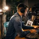 The Radio show is recorded by a professional voice over artist.