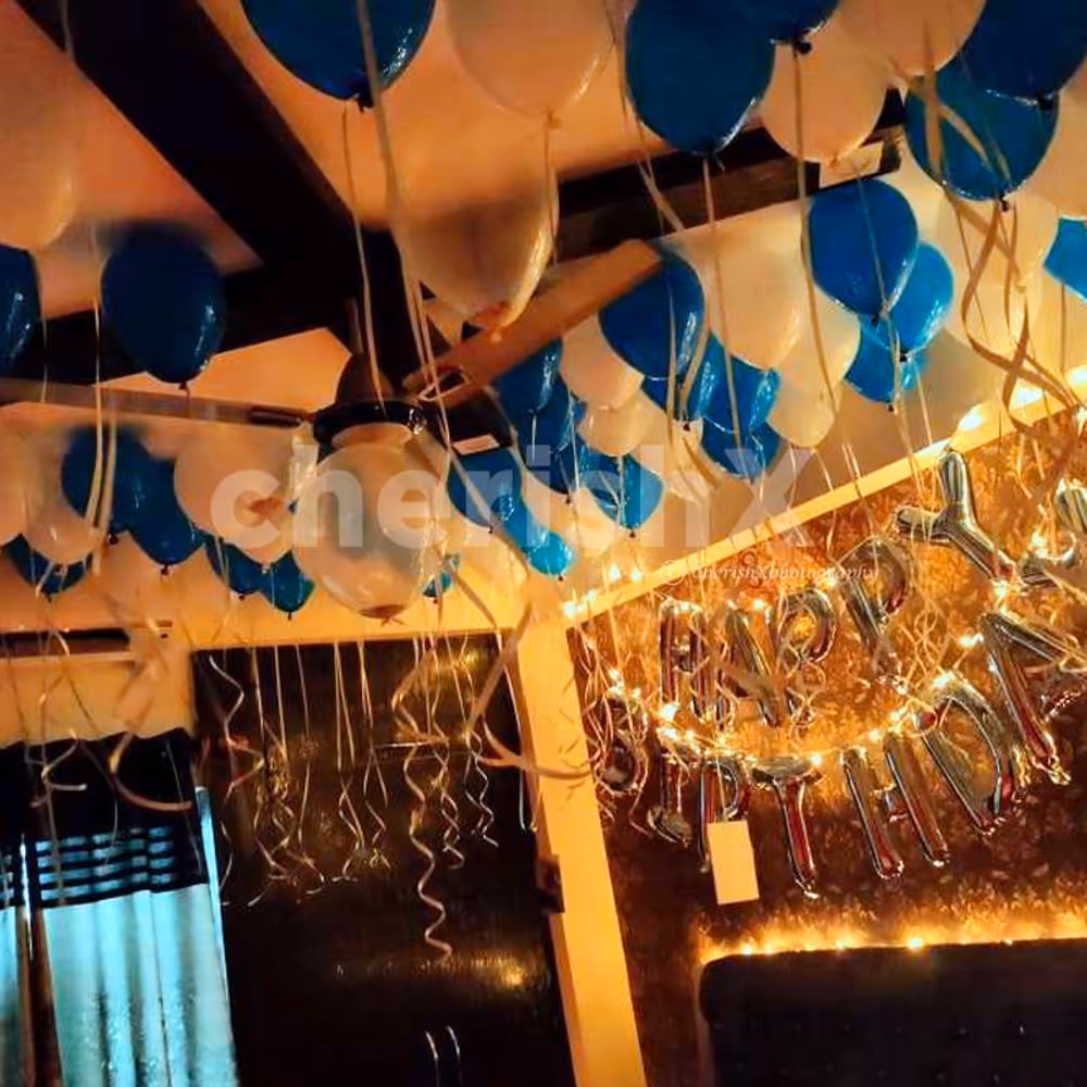 birthday  balloon decoration with Happy Birthday Foil Balloons