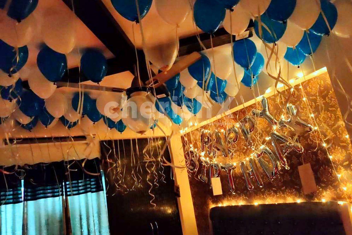 birthday  balloon decoration with Happy Birthday Foil Balloons