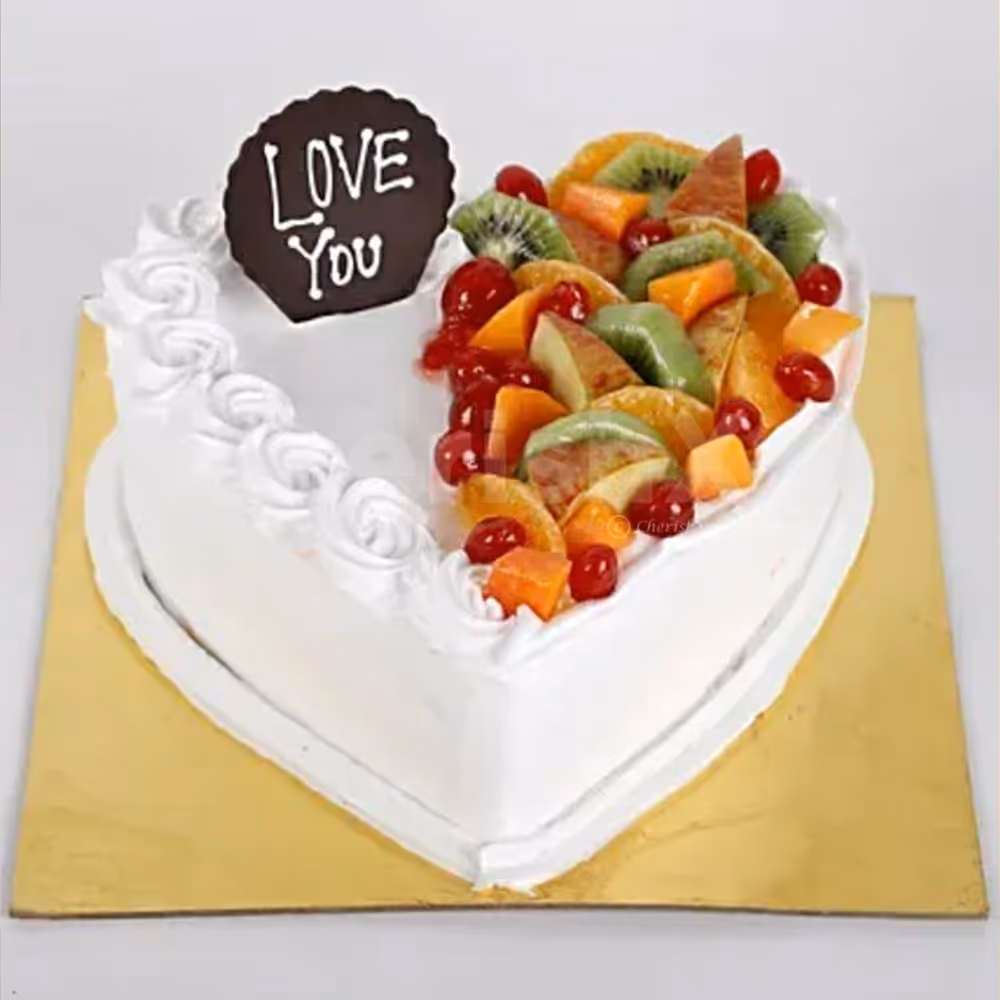 Heart Shape Vanilla Fruit cake delivered at your home