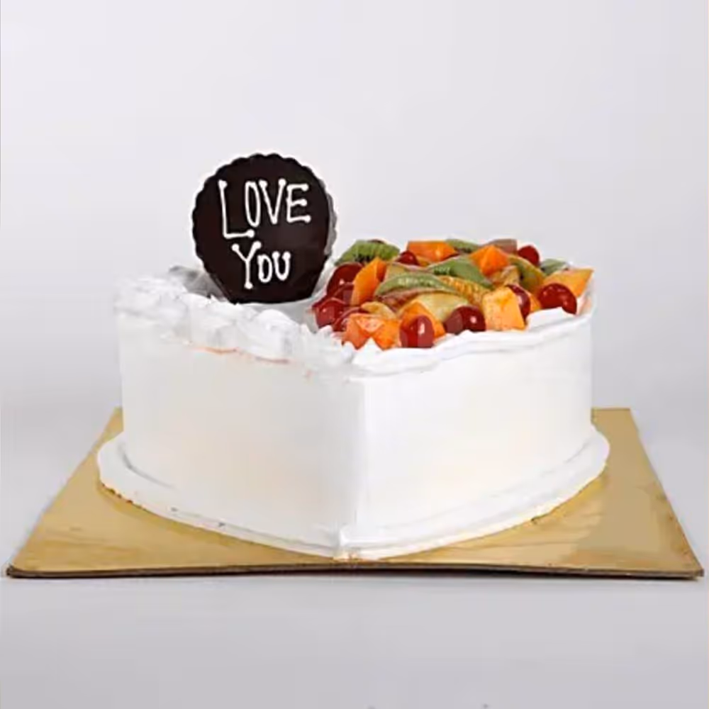 500 gms Heart Shape Vanilla Fruit cake 