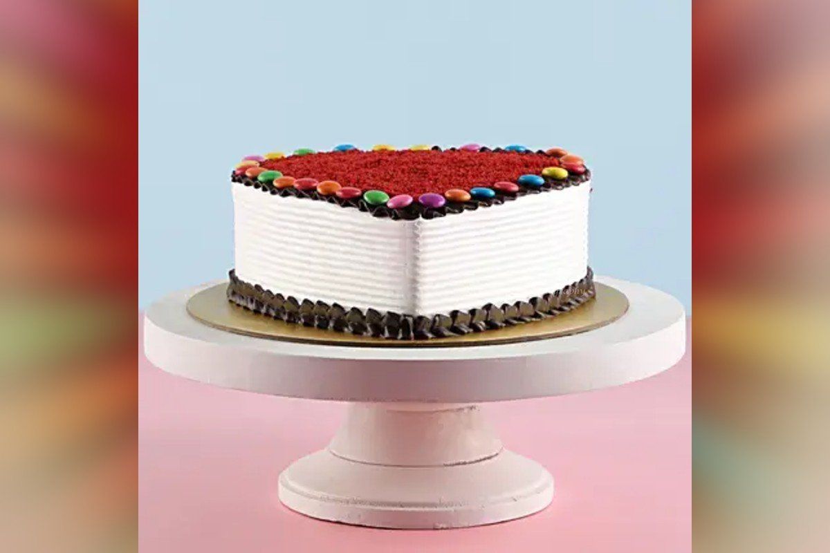 Special Red Velvet Gems cake delivery at home for birthdays, anniversary
