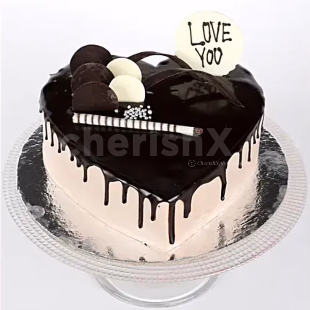 Heart shape chocolate cream cake delivery at home