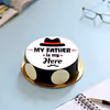 'My father is my hero' special designer photo cake delivery at home for fathers day