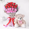 20 roses with a teddy bouquet