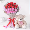 20 roses with a teddy bouquet