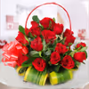 A 30 gorgeous red roses cane bucket