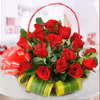 A 30 gorgeous red roses cane bucket