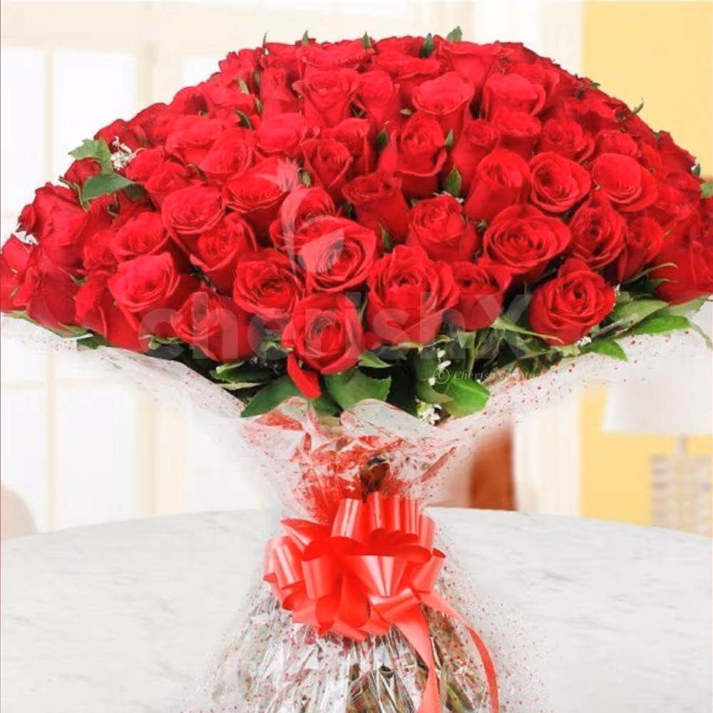 Grand 100 red roses bouquet