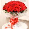 50 red roses blooming bouquet