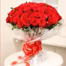 50 red roses blooming bouquet