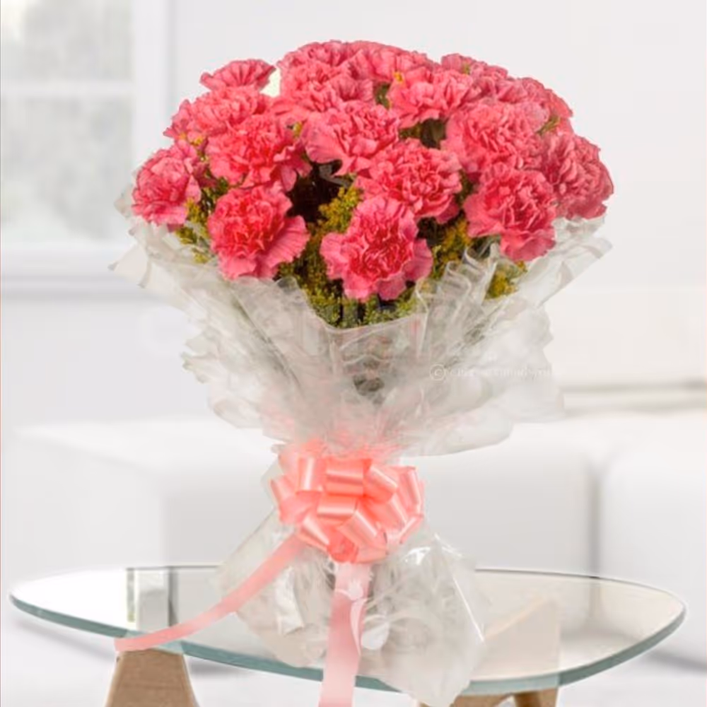 20 pink carnations bouquet online delivery