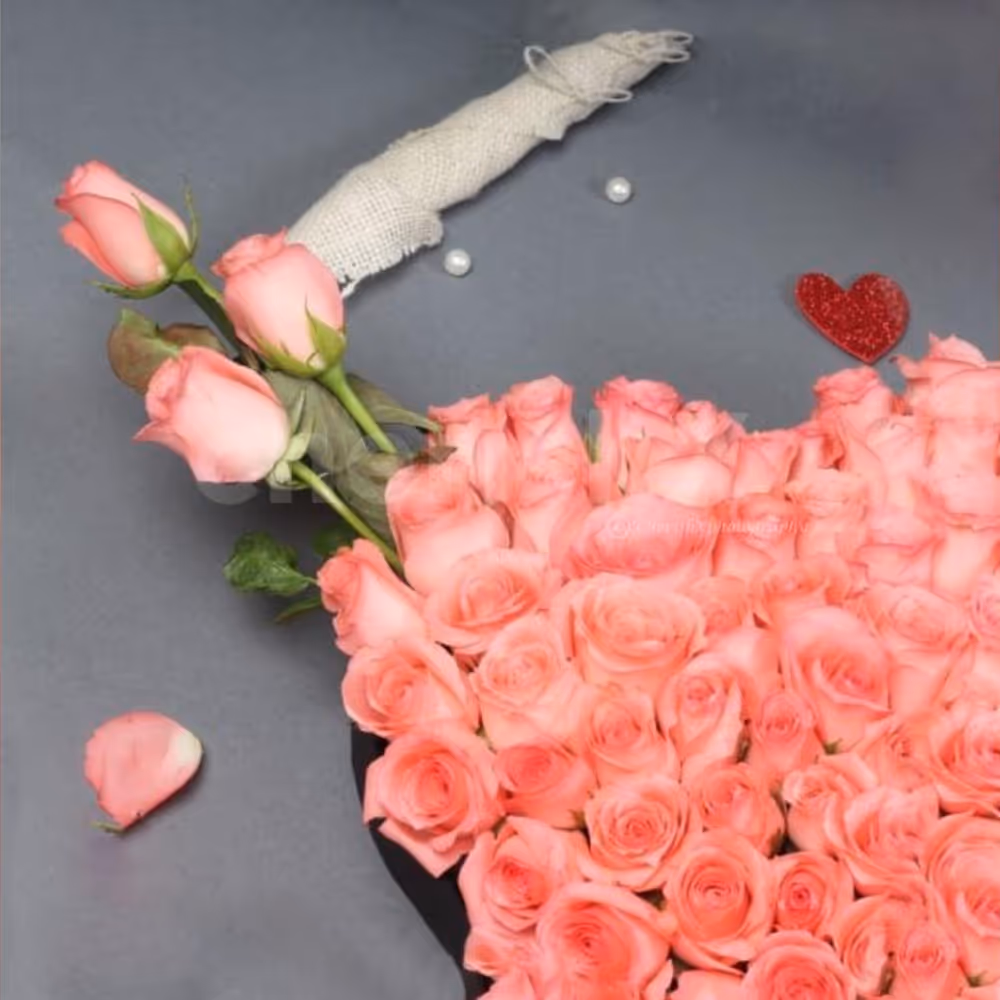 A Beautiful 50 Pink roses heart arrangement  by cherishx