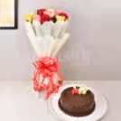12 mixed roses and truffle cake combo home delivery