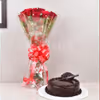 10 Red rose and chocolate truffle cake combo home delivery