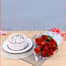 10 red roses and coffee cake combo