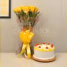 10 yellow roses and a pineapple cake home delivery