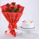 10 red roses with pineapple cake home delivery
