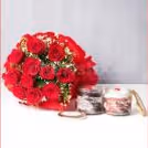 12 Red rose bouquet with 2 cake jars